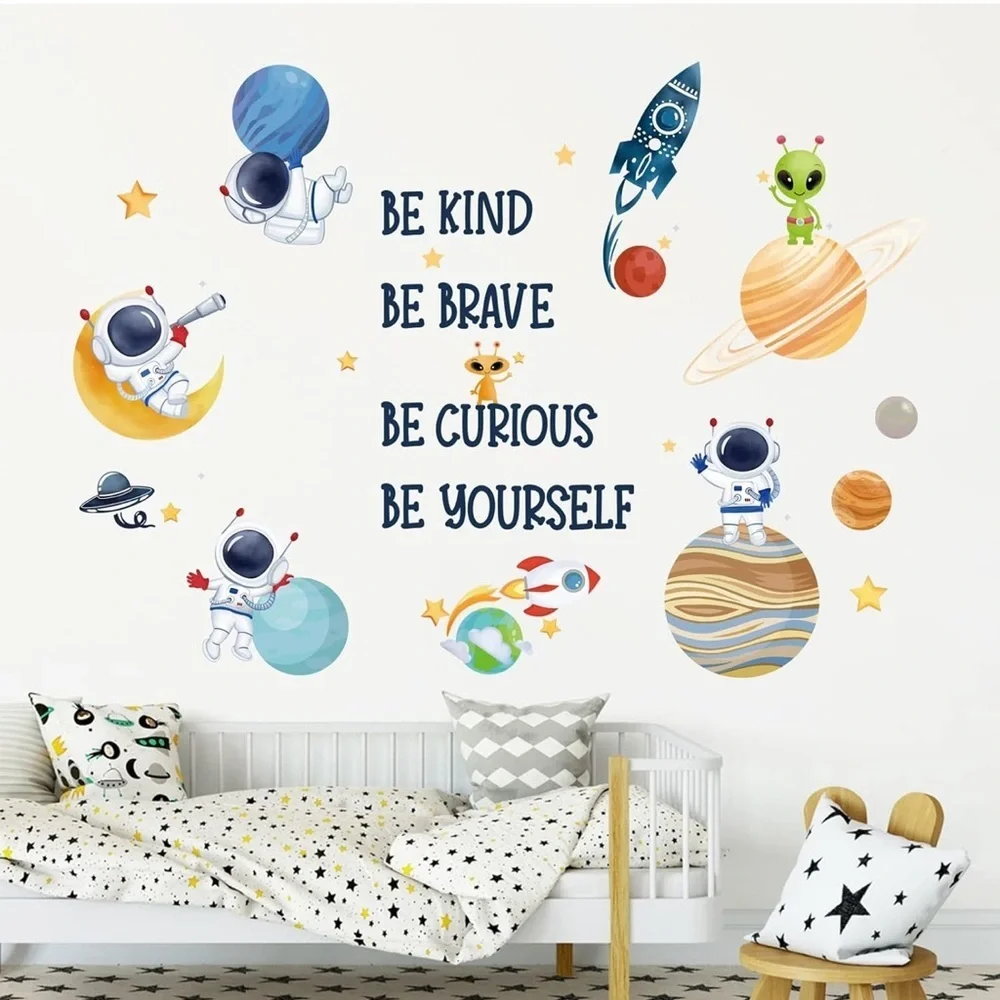 Space themed Wall Stickers Inspirational Quote Peel and Stick Wall Art Decals